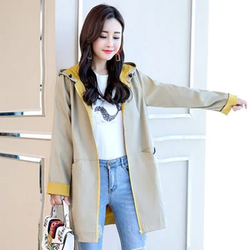 2019 det tidlige forår og efteråret populære vindjakke kvindelige lange tynde fashion stor størrelse lille løs jakke koreanske temperamentA358 images