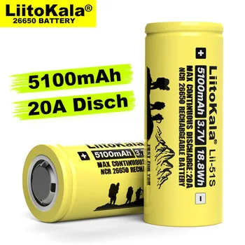 1-10STK Liitokala LII-51S 26650 20A strømforsyning genopladeligt lithium batteri 26650A , 3,7 V 5100mA . Velegnet til lommelygte images