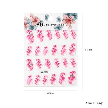 1 Ark 2021 Ny Teknologi Skønhed 5D Tynd Relief Beaded Blomster Selvklæbende Nail Art Stickers Manicure DIY-Let at Anvende Tips images