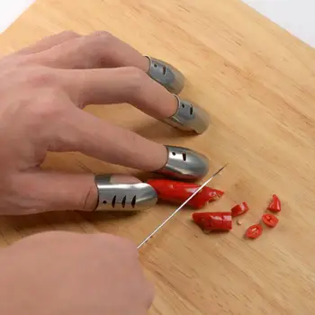 1 sæt Rustfri Stål Opskæring Finger Vagt Køkken Finger Protector Vegetabilske Skære Finger Protector Anti-cut Køkken Gadget images