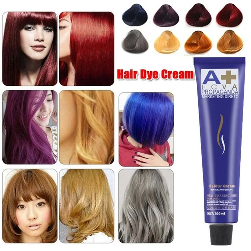 100 Ml Dye Hair Cream Voks Hvid Grøn Lilla Rød Blå Semi Hår Shampoo Mild Farve Sikker Styling F2i9 køb online \ Styling Redskaber | Vitaking.dk