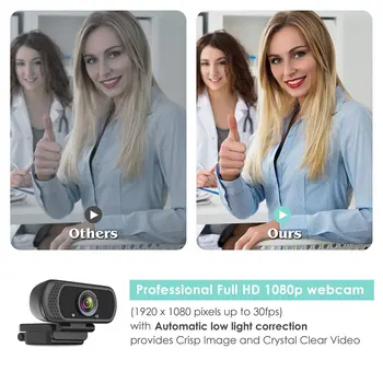 1080p Kamera Med Stativ Og Beskyttende Dække High Definition Webcam PC Laptop, Desktop-USB-Webcam Widescreen-Kamera images