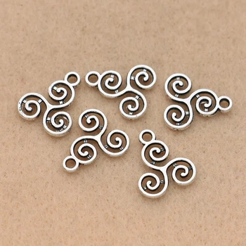 10stk Antik Silver Plated Tredobbelt Spiral Charms Vedhæng til smykkefremstilling-Armbånd-DIY Tilbehør Håndværk Resultater 16x14mm images