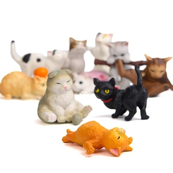 10stk Dyr Kat Tegn Legetøj Kat Samling Legesæt Søde Simulering Katte Figurer Toy Home Have Kontor Indretning børn Gave images