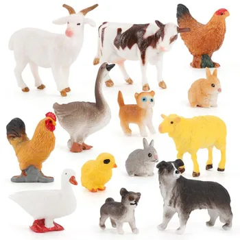 13PCS/set Simulering Dyr Model Piger Drenge Legetøj Ged Goose Hund, And, Ko, Kanin, Kat Ornamenter Børn Toy Læring Uddannelse Gave images
