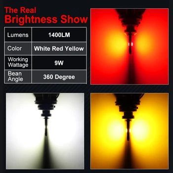 1Pc 1156 P21W BA15S T20 7443 W21/5W P21/5W 1157 BAY15D Super Lyse LED Bil Hale Bremse Pære blinklys, Lys Auto Reverse Lampe images
