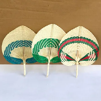 1PC Bambus er Vævet Fan Sommeren Ventilatoren DIY Håndlavet Hjerte Formet Kunstige Rene Naturlige Palm Vævet Fan Hjem Dekoration images