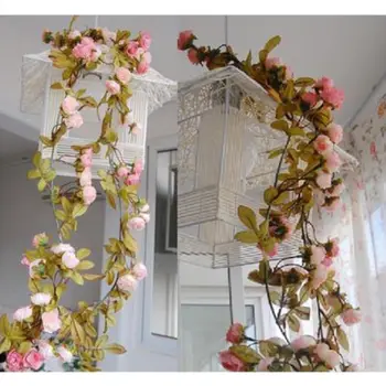 2,2 m 42heads Kunstige Blomster Falske Silke Roser Hjem Bryllup Dekoration Hængende Garland Ivy Vin Kunstige Blomster Deco - images