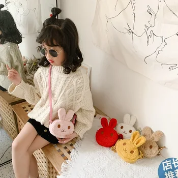 2020 nye plys bunny børns håndtaske messenger taske koreansk mode søde piger skulder kanin taske barn mønt pung images