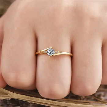 2020 Nye Trendy Mode Runde Krystal Guld Ring for Kvinder AAA Cubic Zirconia Luksus Engagement Bryllup Zircon Ringe Smykker images