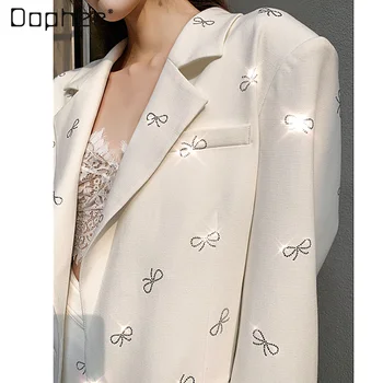 2021 Efteråret og Vinteren Lyset Diamond Bue Hvide Jakkesæt Temperament Kvindelige Senior Small Business Suit-Frakke Blazer til Kvinder images