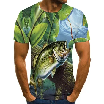 2021 Hot nye mænd fritid 3d-print-t-shirt sjove fisk trykt mænd og kvinder tshirt Hip hop T-shirt top images