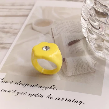 2021 koreanske Vintage Acryl-Blomst Finger Ringe til Kvinder Kreative Farverige Acetat Geometriske Ring Æstetiske Smykker images