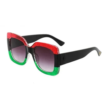 2021 Luksus Brand Designer Solbriller Kvinder, Damer Square Frame Bee Sol Briller, Røde, Grønne Farver Brillerne, Oculos De Sol Gafas images