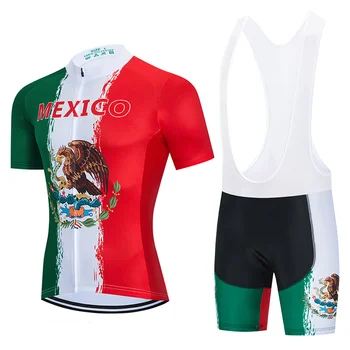 2021 Team Mexico Cykling Tøj, Bib Sæt MTB Jersey Cykel Tøj Hurtig Tør Cykel Shirt Herre Korte Maillot Culotte Passer til images