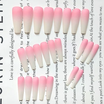 24 Pcs/Box DIY Mat Gradient Pink Falske Negle Fuld Dækning Falske Negle Tips Manicure Tryk På Neglen Falske Negle, Nail Art Værktøj images