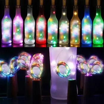2M 20 LYSDIODER Jul Vin Flaske Lys Kork DIY Garland Sølv Kobber Ledning, String Lys Indbygget Batteri Farverige Eventyr Lys images