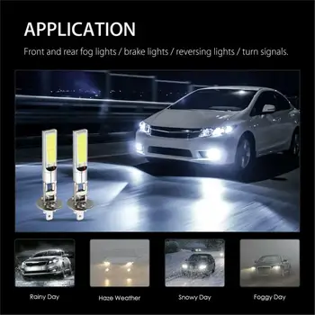 2stk Auto LED-Forlygter Bil Tåge Lampe Pærer til H3 H1 Høj Lav-Beam-Pærer COB Vandtæt 6000K Hvid Lampe Bil Tilbehør images