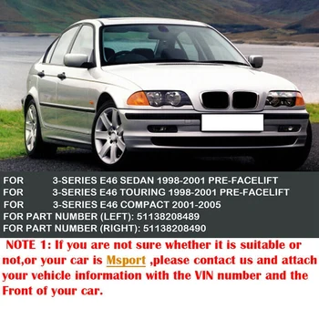2X Chrome Front Hætte Nyre-Gitter i Grill til BMW 1998-2001 E46 320I 323I 325I 328I 330I 4-Dørs Sedan images