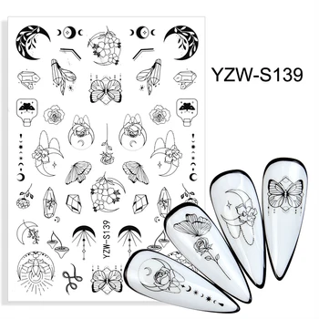 3D Stickers til Negle Lim Butterfly Månen Geometri Blomster Nail Art Dekorationer Tendens Mønster Design Negle Folie Tilbehør images