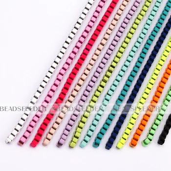 3mm Emalje Box Chain, Farverige rød/pink/gul/grøn/blå kæde til armbånd/halskæde smykker gør ,1 meter lang images
