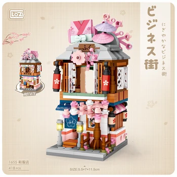 4 Stilarter LOZ Mini SPA-Hus Ramen Shop kimono shop Japansk Street View byggesten Børns Legetøj Gaver images