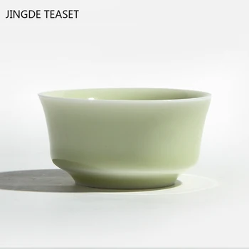 4 stk/masse Kinesisk Keramik Kop Te Håndlavet lille te-skålen Retro Celadon Tekop Teaware Tilbehør Bærbare Enkelt kop Drinkware images