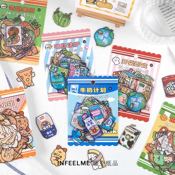 40 Stk 24-timers dagligvarebutik Serie Stickers Små Søde Liv Tidende Scrapbooking Mærkat Gaver Til Børn Leverancer af Kontorartikler images