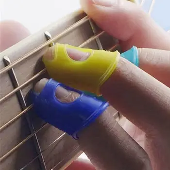 4stk/sæt Guitar Silikone Fingerspids Protector Gel Finger Vagter Guitarra Strenge Fingerguards Tommel Finger Nail Beskytte Dække images