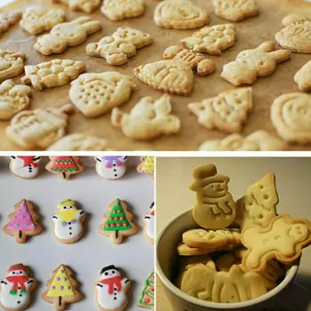 4stk/sæt Jul Cookie Cutters Stempel Skimmel Plast 3D Kage, Kiks Stemplet Mould DIY Wienerbrød Bagning Værktøjer Xmas Tree Table Indretning images