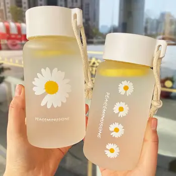 500Ml Lille Daisy Kreative Gennemsigtig Plastic vandflasker Bpa Fri Matteret vandflaske med Bærbare Reb Rejse Kop Te images
