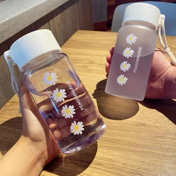 500ml Lille Daisy Vand Flasker Gennemsigtig Plastik Kop Vand Kreative Matteret vandflaske Med Bærbare Reb Rejse Kop Te images