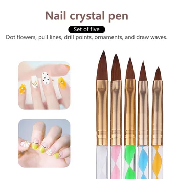 5PCS/Set Prefessional Akryl nailart Pensel Salon Brug i Hjemmet Gel Negle Børste Spiral Design Plast Håndtag UV Gel Pen, Pensel Værktøjer images