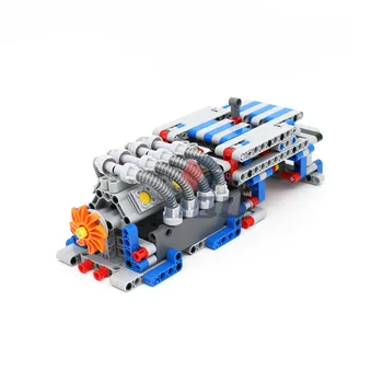 6-trins Sekventiel Gearkasse med V8-Cylindret Motor Sæt Model MOC byggesten Kompatible High-tech DIY Pædagogisk Legetøj images