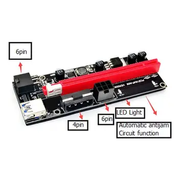 6stk pcie VER009 USB 3.0 PCI-E Riser VER 009S Express 1X 4x 8x 16x Extender Riser-adapterkort SATA-15 bens til 6 pin strømkabel images