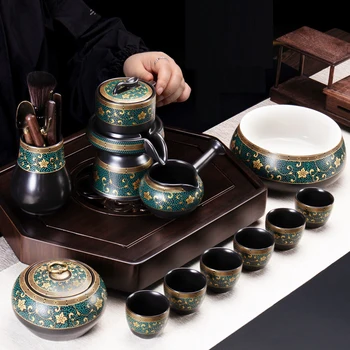 9Pcs Retro Forgyldning Porcelaenskaraffel Teaware Sæt Japansk Keramik Tepotte Vintage Kop Te Varme-Resistente Drinkware Sæt images