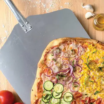 Aluminium Pizza Skovl Skræl Med Lange Træskaft Wienerbrød Værktøjer Tilbehør Pizza Padle Spatel Kage Bagning Cutter images