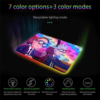 Anime Morty Gaming RGB Musemåtte Store Låsning Kant Speed Spil Gamer LED-tastaturet, Musen Pad Blød Bærbar Notebook Måtte til CSGO. images