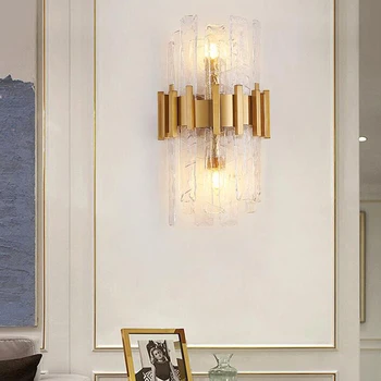 Art Deco Glas væglamper Moderne Soveværelse Lampe AC110V 220V Guld Korridoren Inventar images