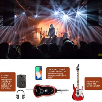 B6 Bluetooth-Genopladeligt Elektrisk Guitar Hovedtelefon Bluetooth-modtager Mini Forstærker med 5 Effekter til elektrisk guitar images