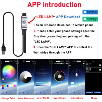 Bluetooth LED Lys Strips 5050 Infrarød-Controller RGB-5V USB Fleksibel Indretning Nat Baggrundslys Lampe Lysende Snor For TV images