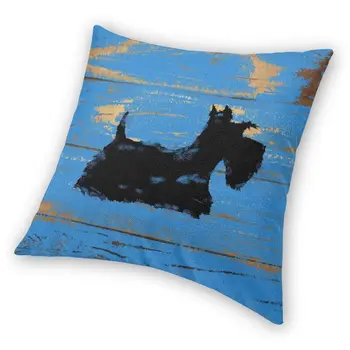 Blød Scottie Dog Kaste Pude Dække Hjem Dekorative Brugerdefinerede Skotsk Terrier pudebetræk 45x45cm Pillowcover til Sofa images
