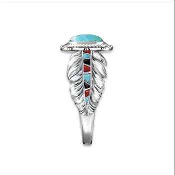 Bohemia Oval Blå Sten vielsesringe for kvinder Vintage Silver Farve Kno Finger Mode Ring Smykker images
