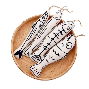 Bomuld Kat Katteurt-Legetøj med Pibende Fisk Formet Tegnefilm Pet Produkt Søde Kat Tilbehør Sjove Kat Stick til Killing Dropshipping images