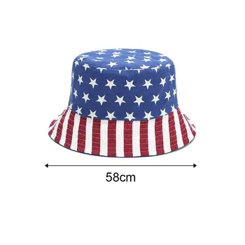 Bucket Hat Reversible Amerikanske Flag Solen Bob Til Udendørs Camping Fedoras Streetwear Solen Forhindre Cap Kvinders Sommer Hat images