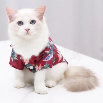 Dog Shirts Tøj Sommer Strand Tøj Vest Pet Tøj Blomster T-Shirt Hawaii For Små Og Store Kat Hund Chihuahua images