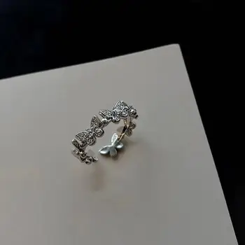 Elegant Krystal Sommerfugl Ringe Kvindelige koreanske Enkel Rhinestone Casual Ring pegefinger Åbning Ring for Kvinder Tilbehør images