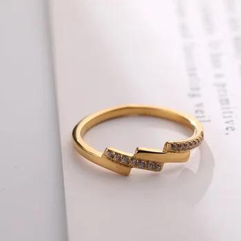 Enkel Glat rosa guld farve Rustfrit Stål Ringe rhinestone Engagement Ring Mode Smykker til Kvinder Tilbehør Anillos Gave images