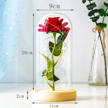 Evige Rose LED Lys, Folie Blomst I Glas Cover Jubilæum, Bryllup Favoriserer Gaver til Gæsterne Brudepige Gaver til Valentinsdag images