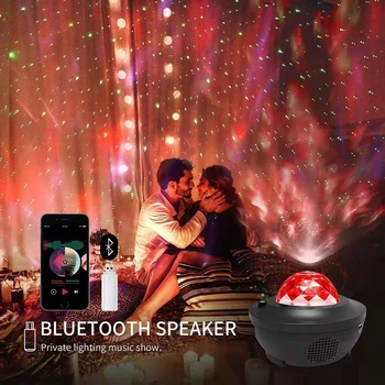 Farverige stjernehimmel Projektor Blueteeth USB Voice Control Musik Afspiller LED Nat Lys Romantisk Projektion Lampe Romantisk Gave images